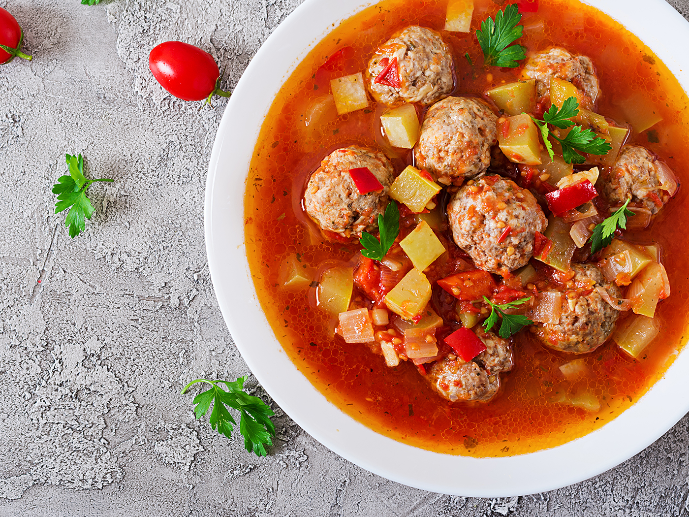 Roasted Tomato-Meatball Soup - Ventura Foods