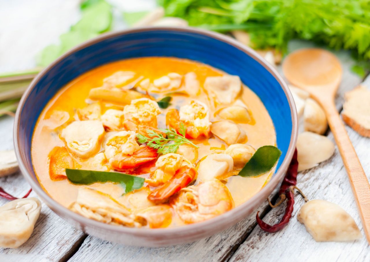 Thai Style Coconut Curry Seafood Soup