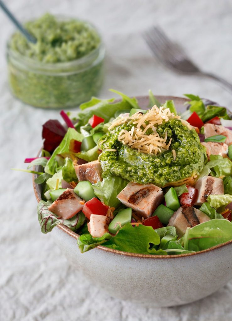 Garlic Parmesan Pesto Chicken Salad